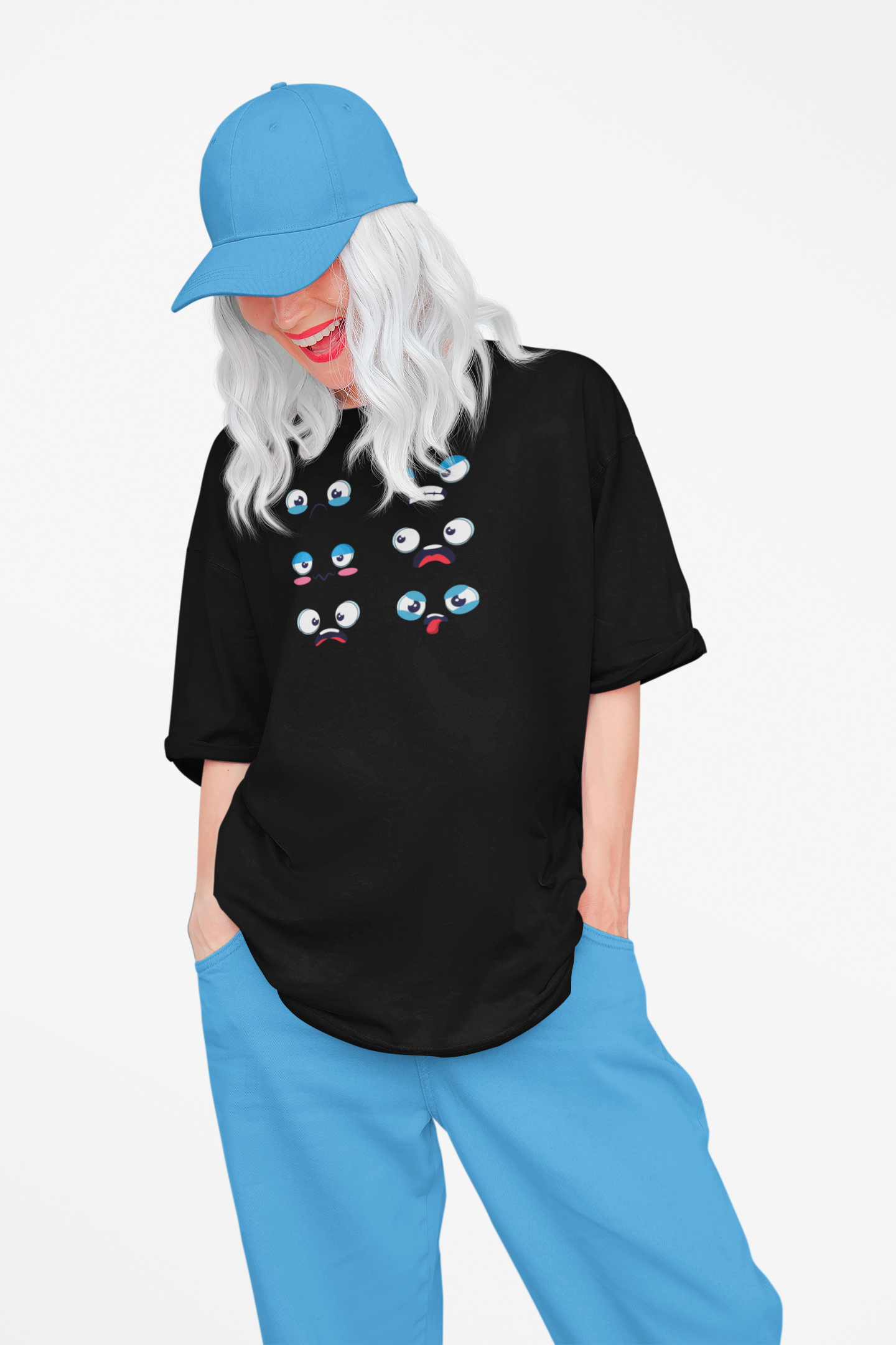 Bunch of Moods Graphic Printed Oversized T-shirt