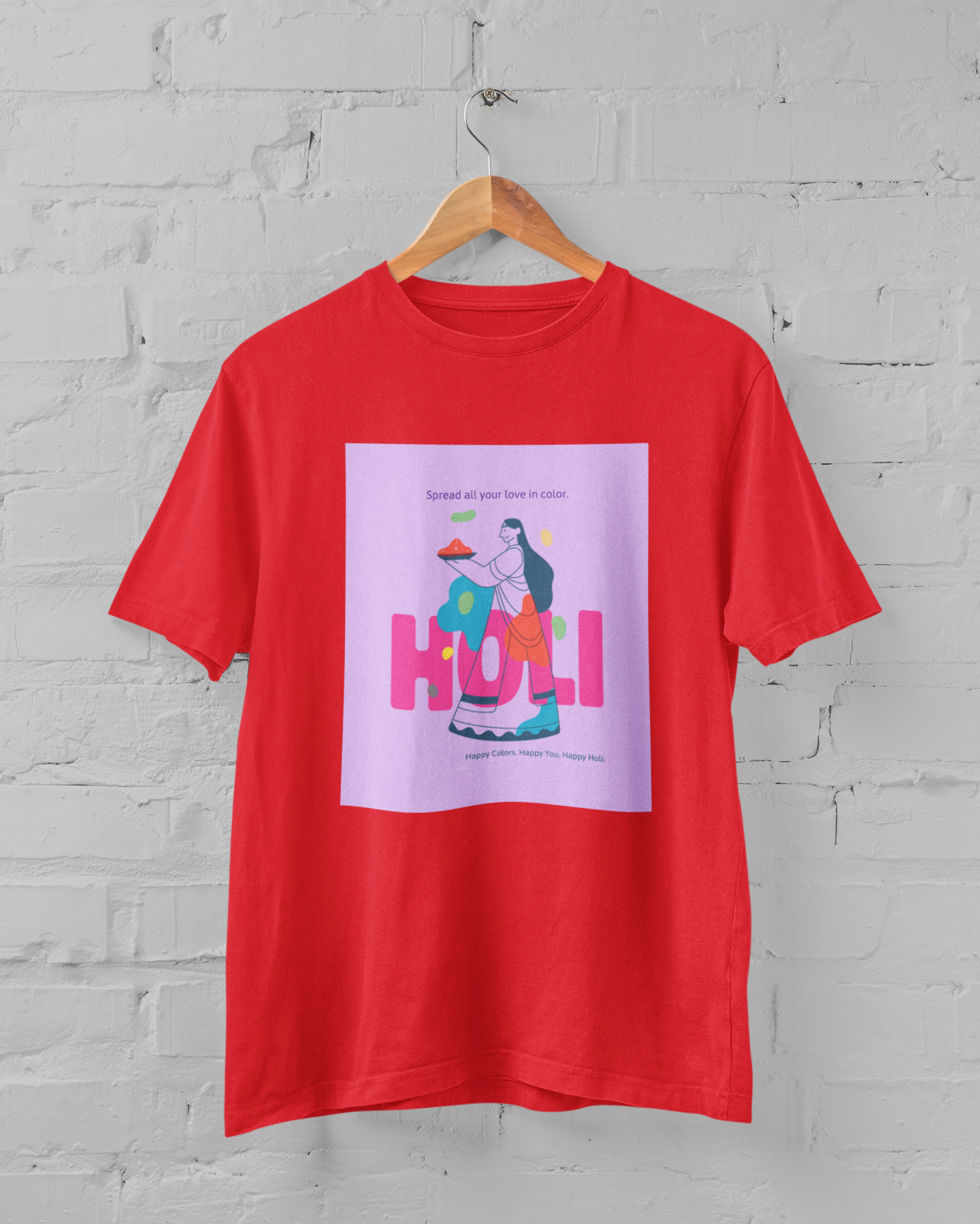 Couple Holi Festival Graphic Printed Oversized T-shirt Combo Pack of 2