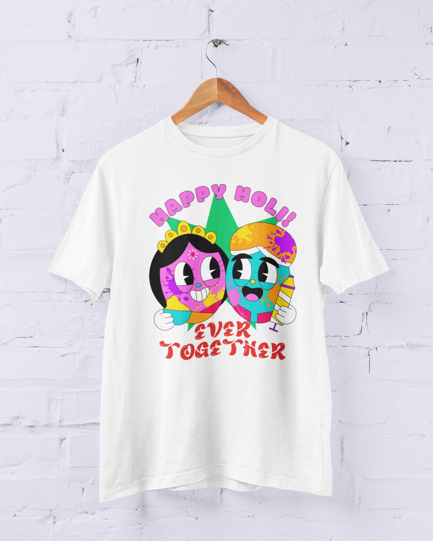 Couple Holi Festival Oversized T-shirt Combo Pack of 2