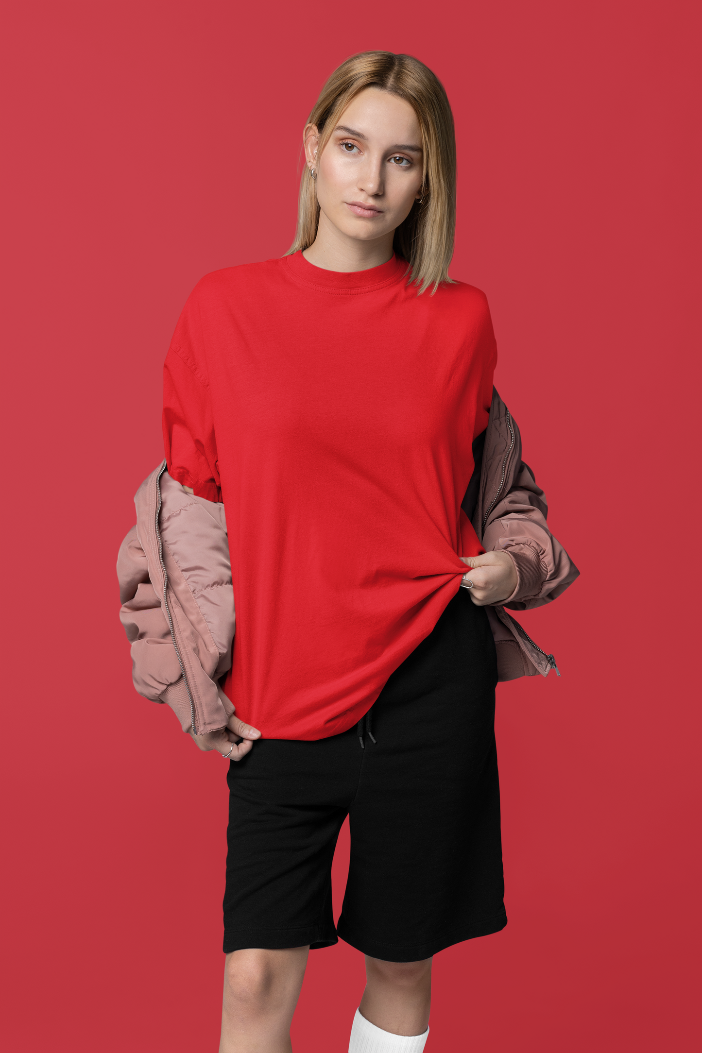 Red Basics Oversized T-shirt