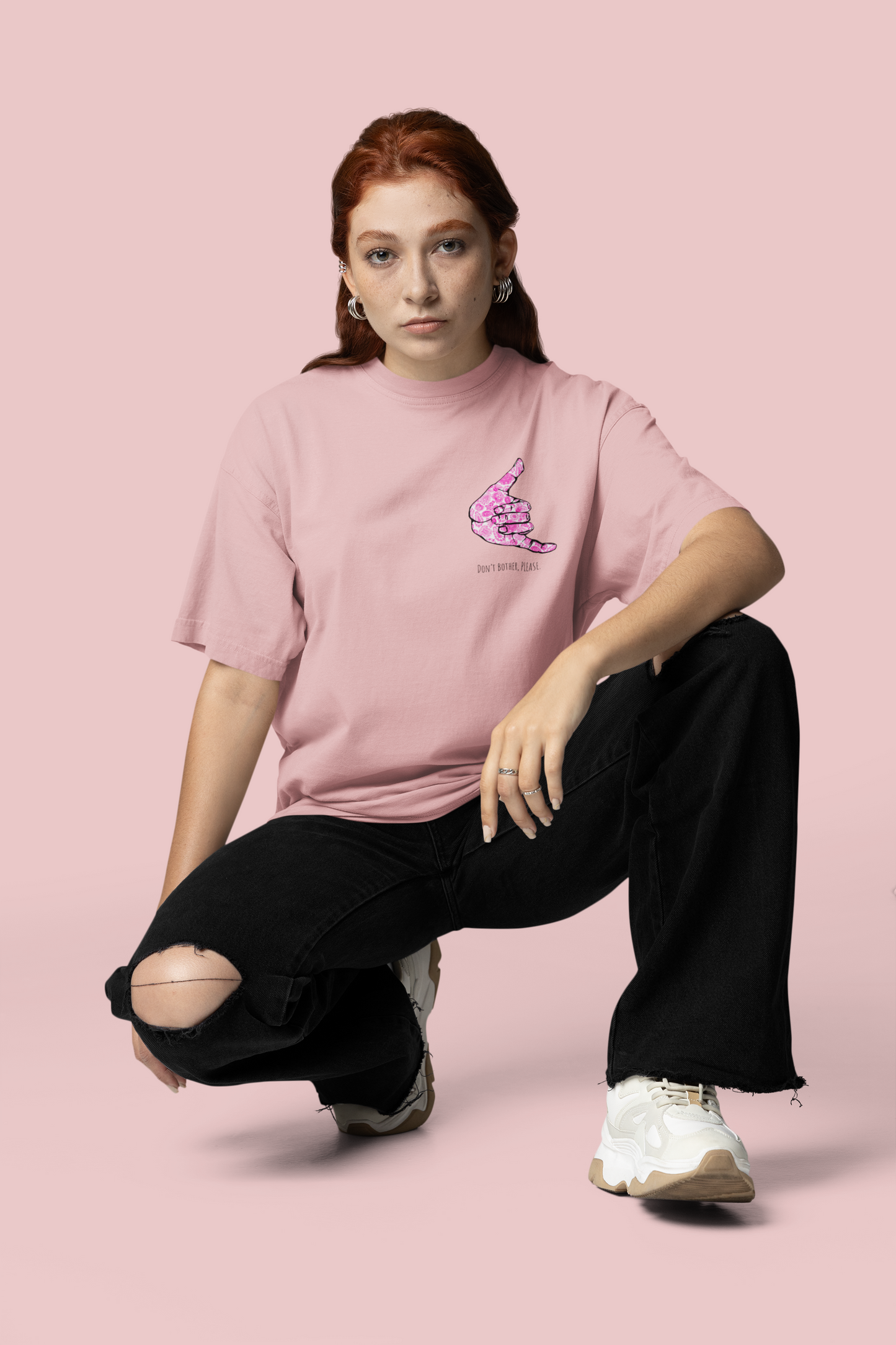 Don't Bother Please Graphic Printed Oversized T-shirt