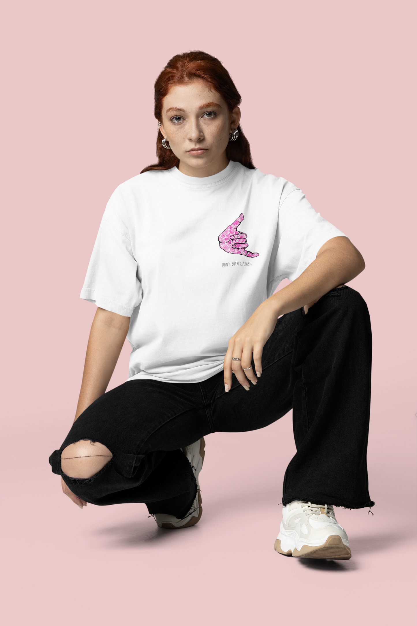 Don't Bother Please Graphic Printed Oversized T-shirt