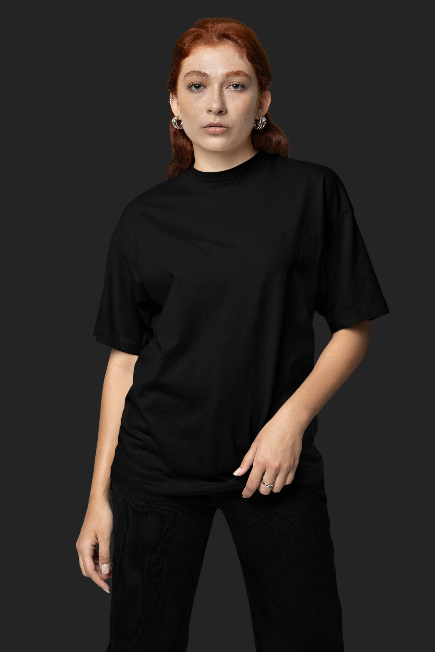 Black Classic Casuals Plain Solid Oversized T-shirt