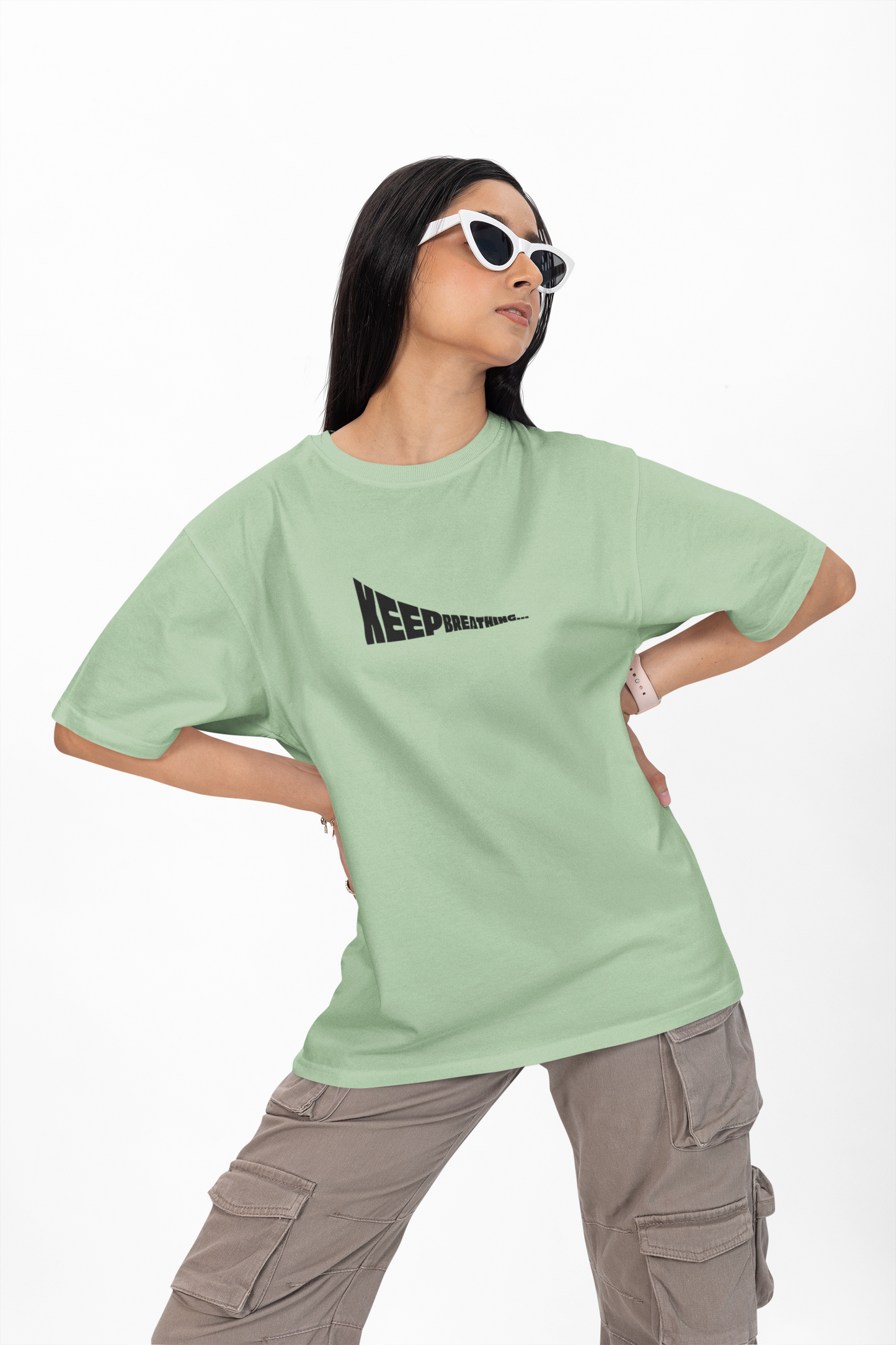 Keep Breathing Oversized Printed T-shirt