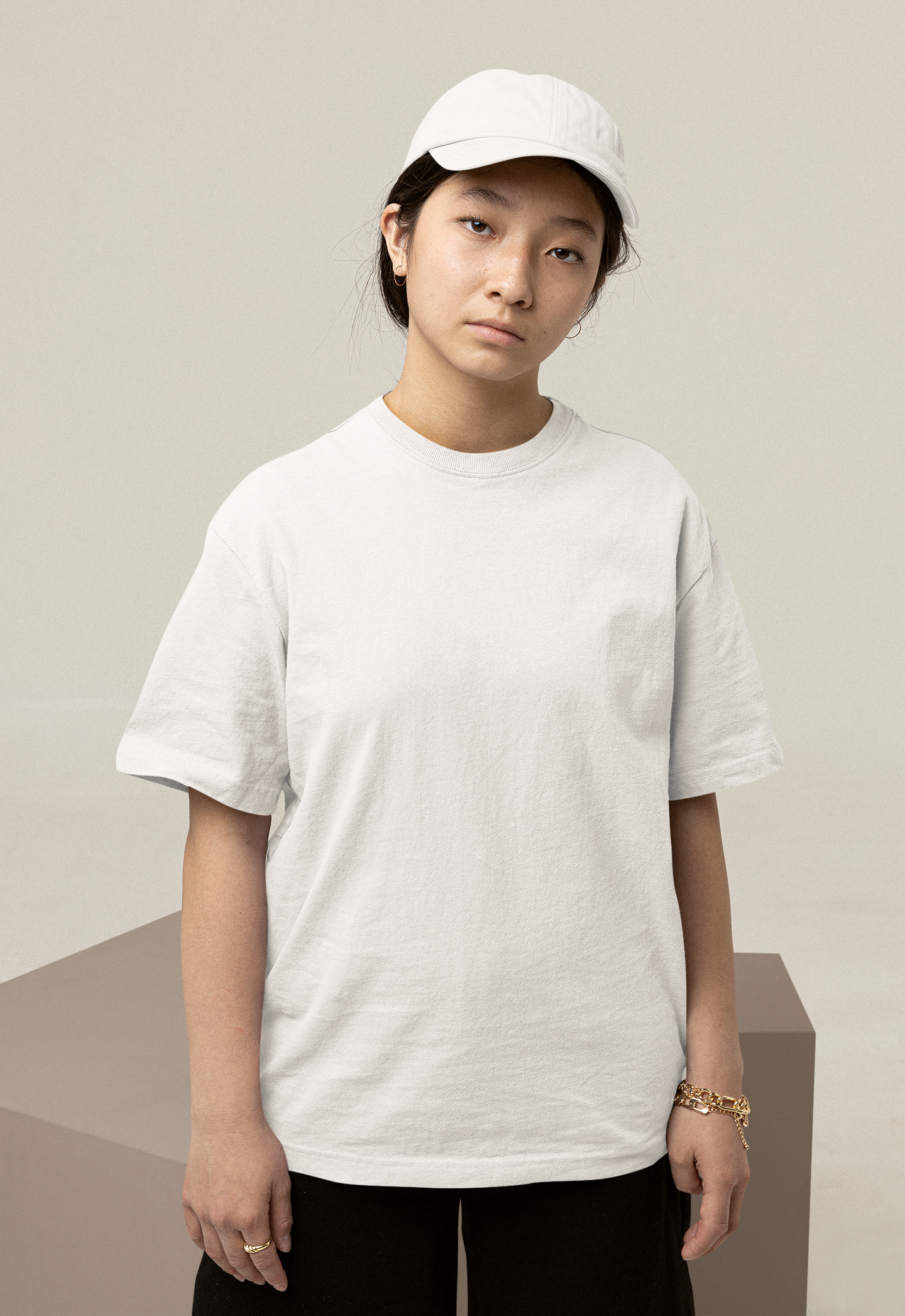 White Classic Plain Solid Oversized T-shirt