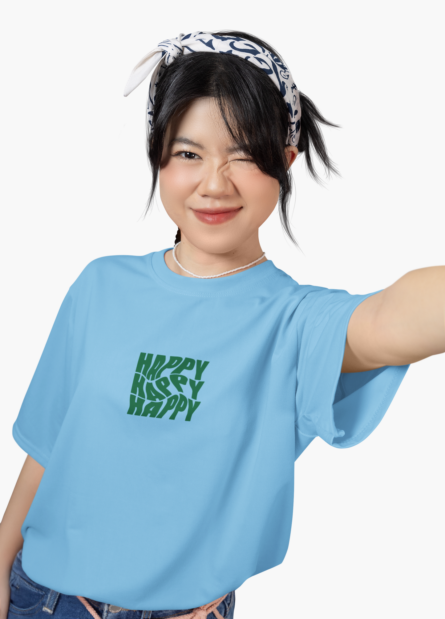 Happy Typography Oversized T-shirt
