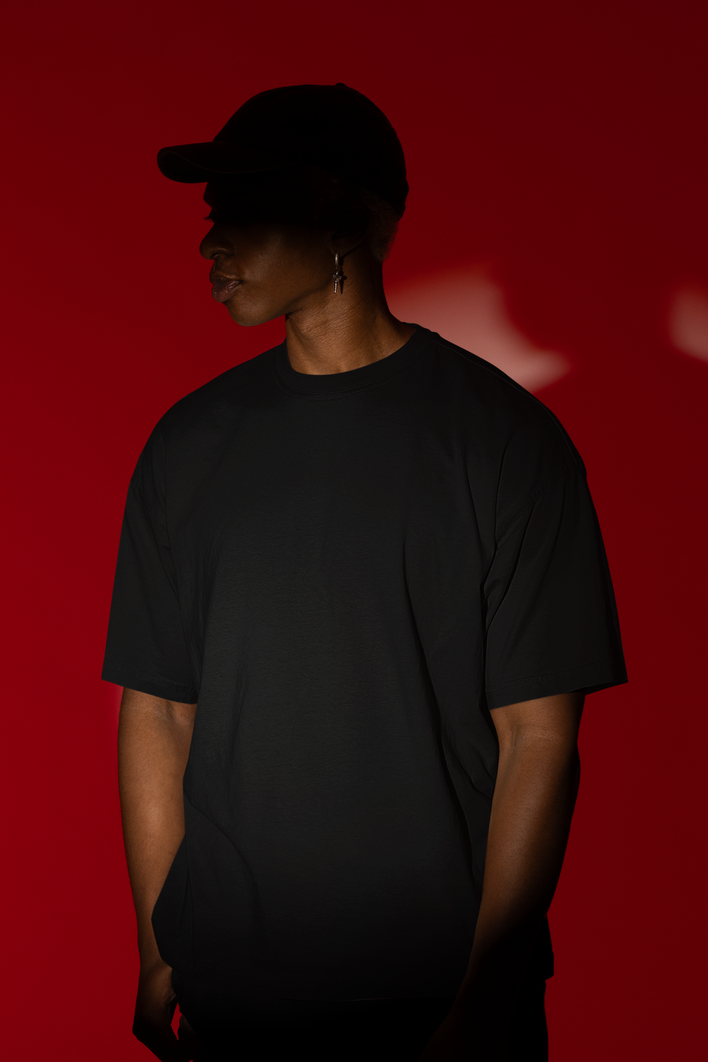 Black Solid Casual Oversized T-shirt