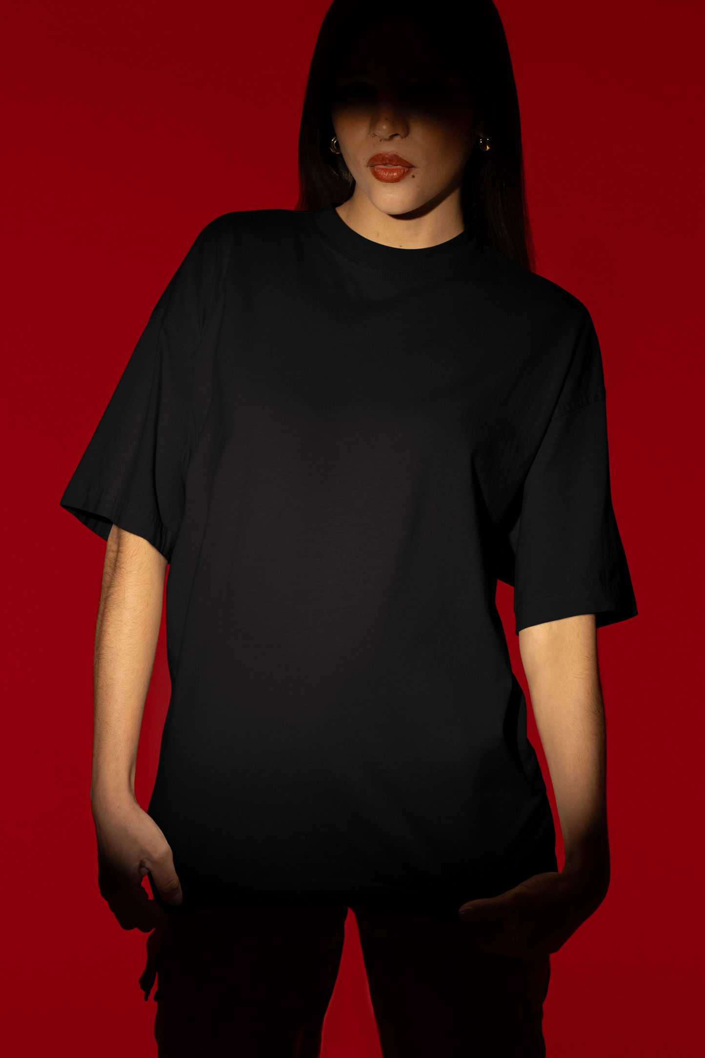 Black Solid Casual Oversized T-shirt