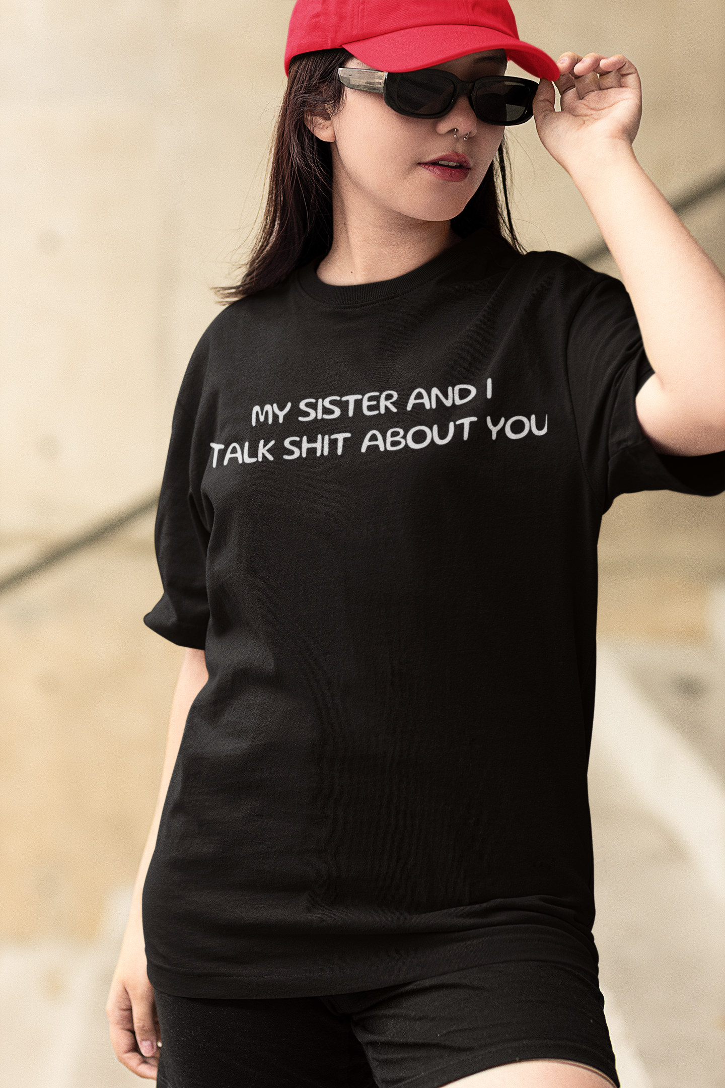 Me And My Sister Typography Printed Oversized T-Shirt