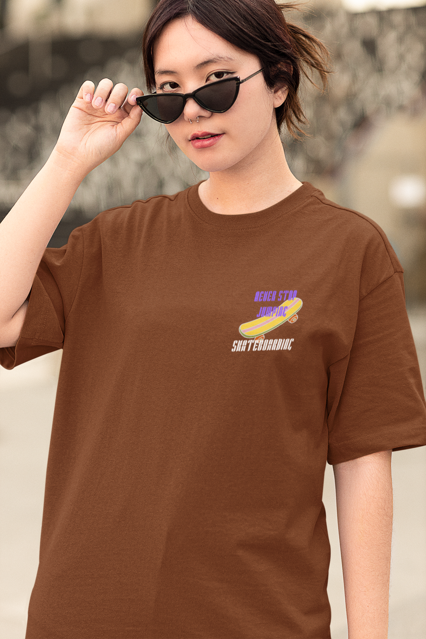 Never Stop Jumping Printed Oversized T-shirt