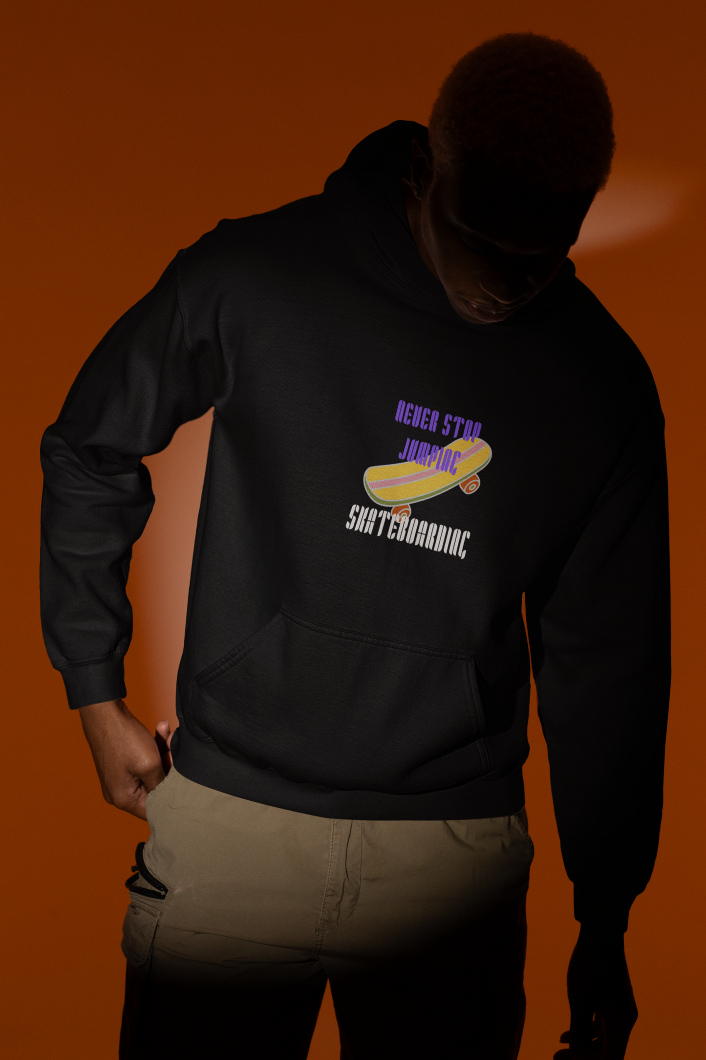Black Graphic Printed Hoodie for Unisex