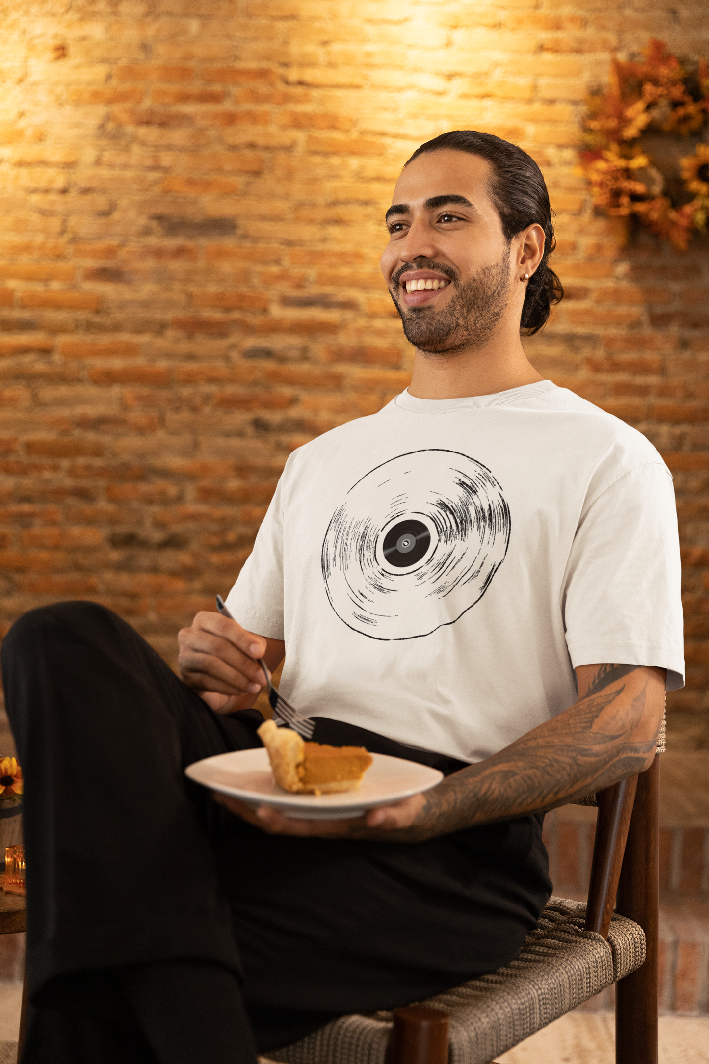 Vintage Musical Disc Oversized Printed T-shirt
