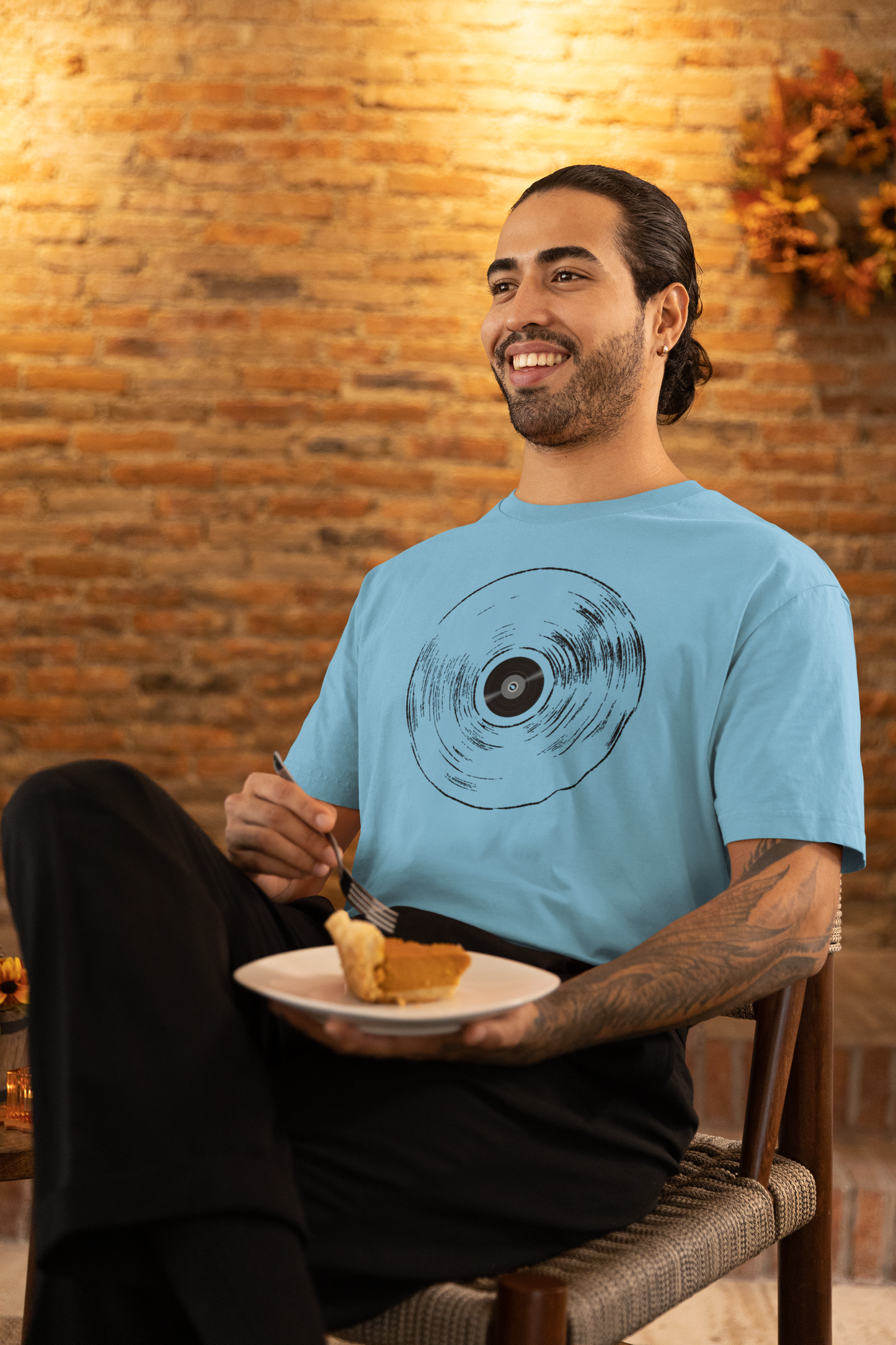 Vintage Musical Disc Oversized Printed T-shirt