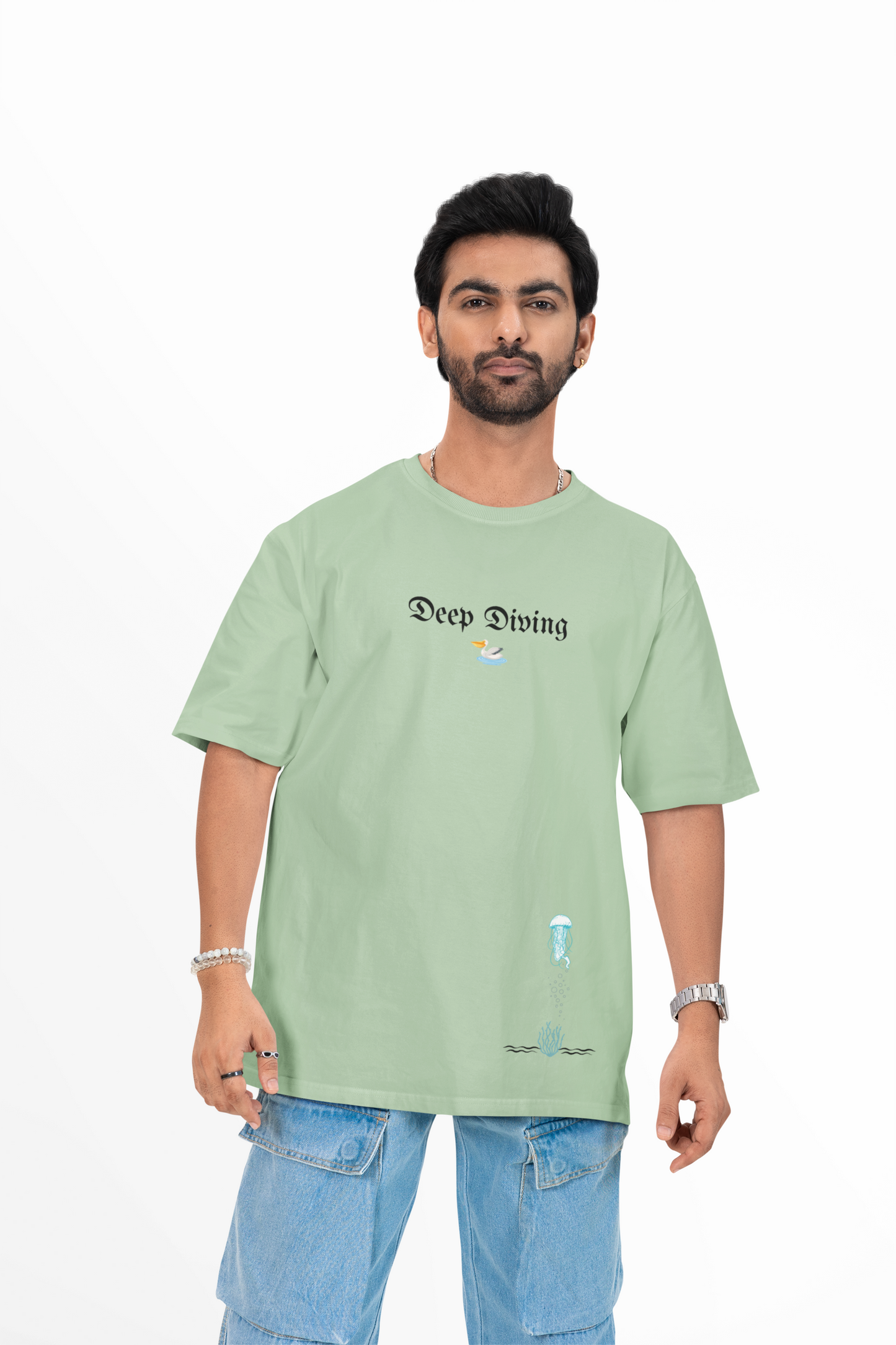 Deep Diving Premium Oversized Printed T-shirt