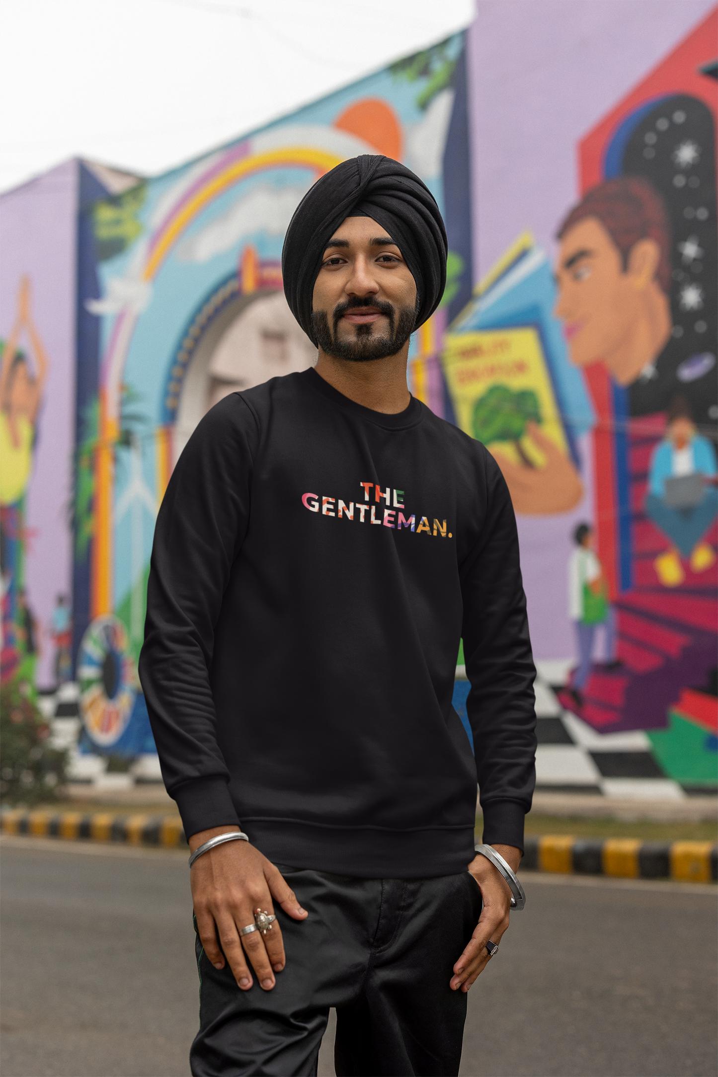 The Gentleman Black Graphic Printed Sweatshirt Men