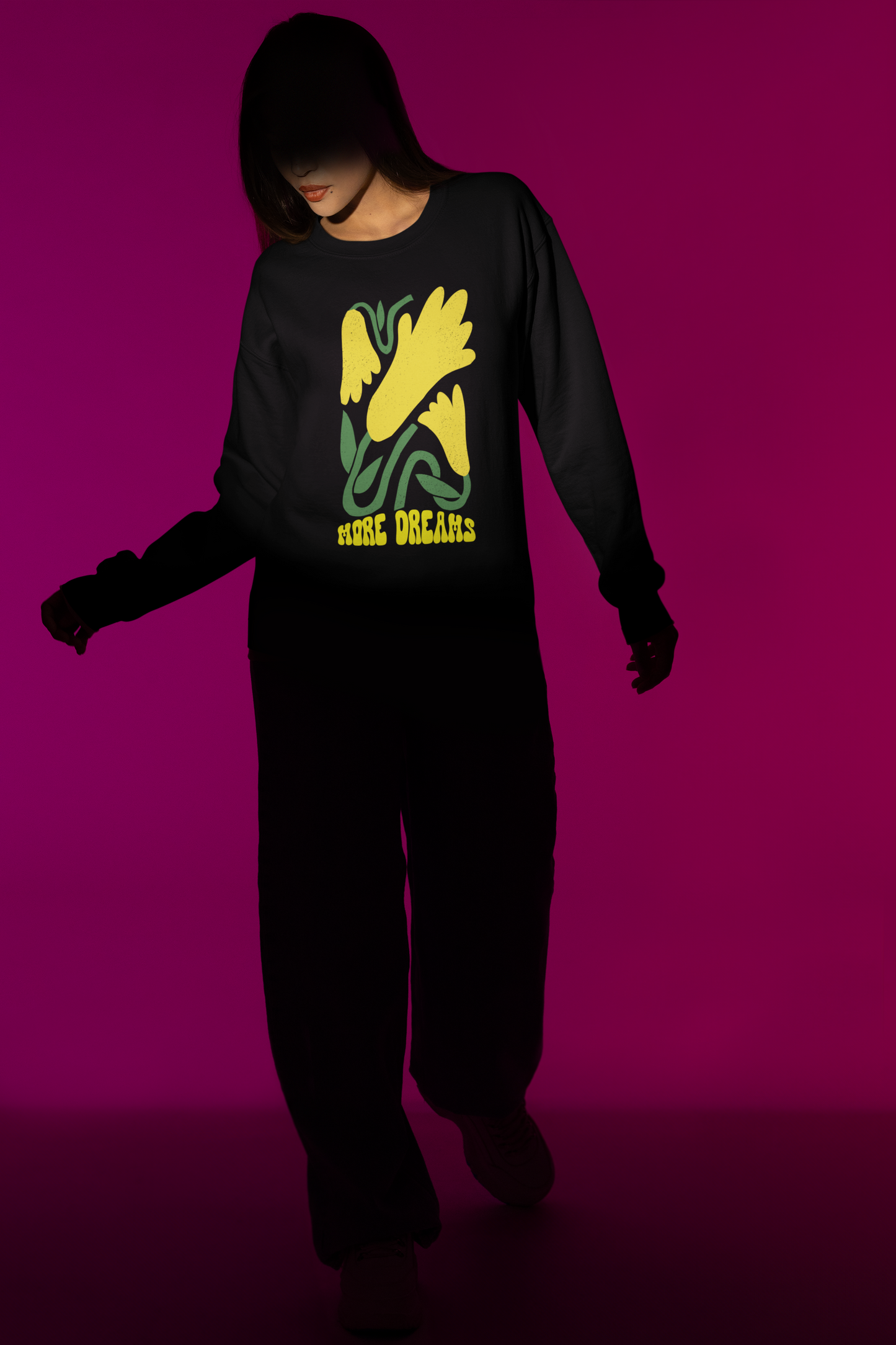 Black Graphic Printed Sweatshirt Woman