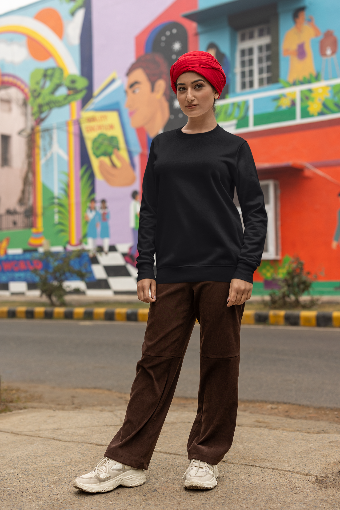 Black Sweatshirt Solid Plain Woman