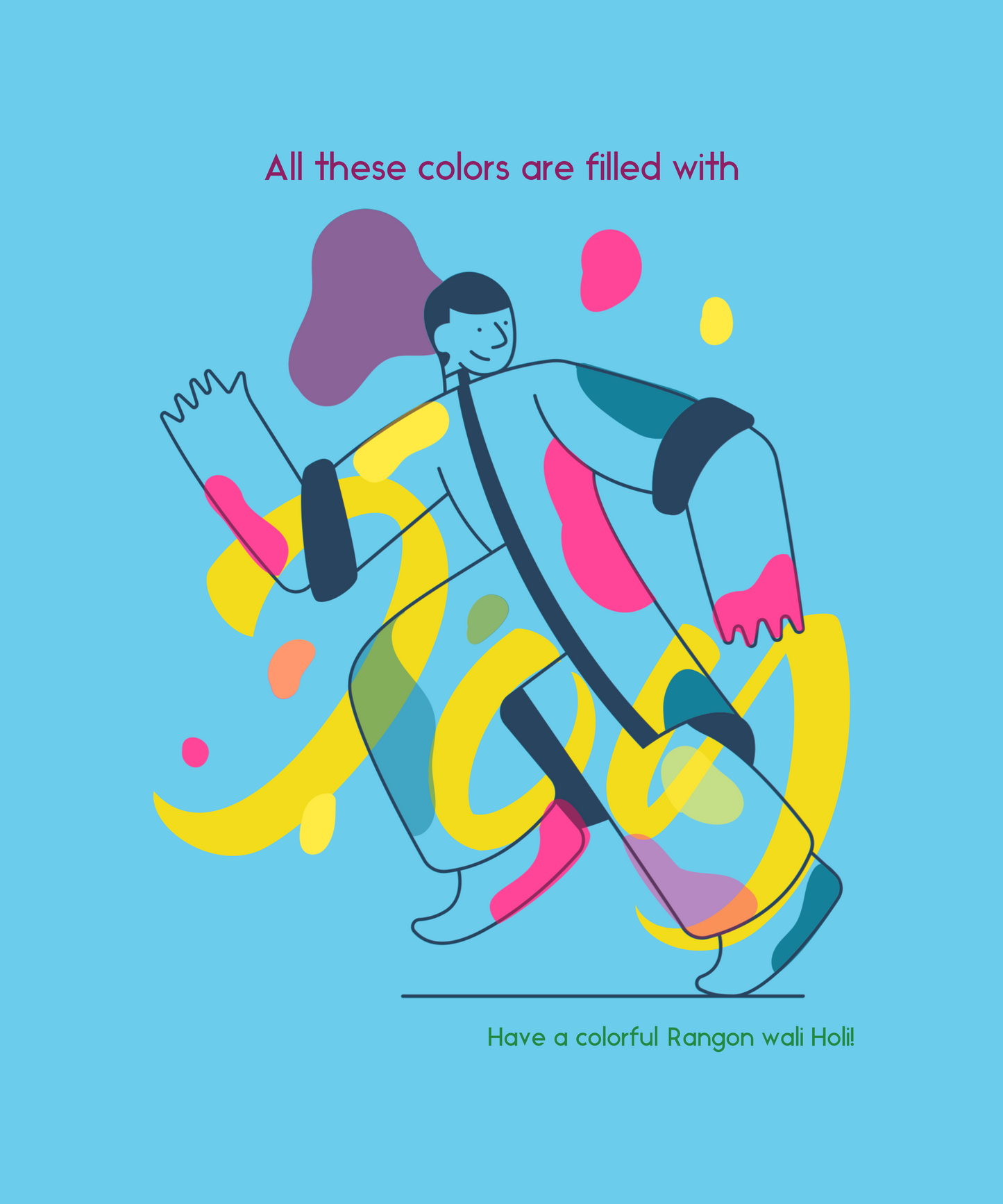Couple Holi Festival Graphic Printed Oversized T-shirt Combo Pack of 2