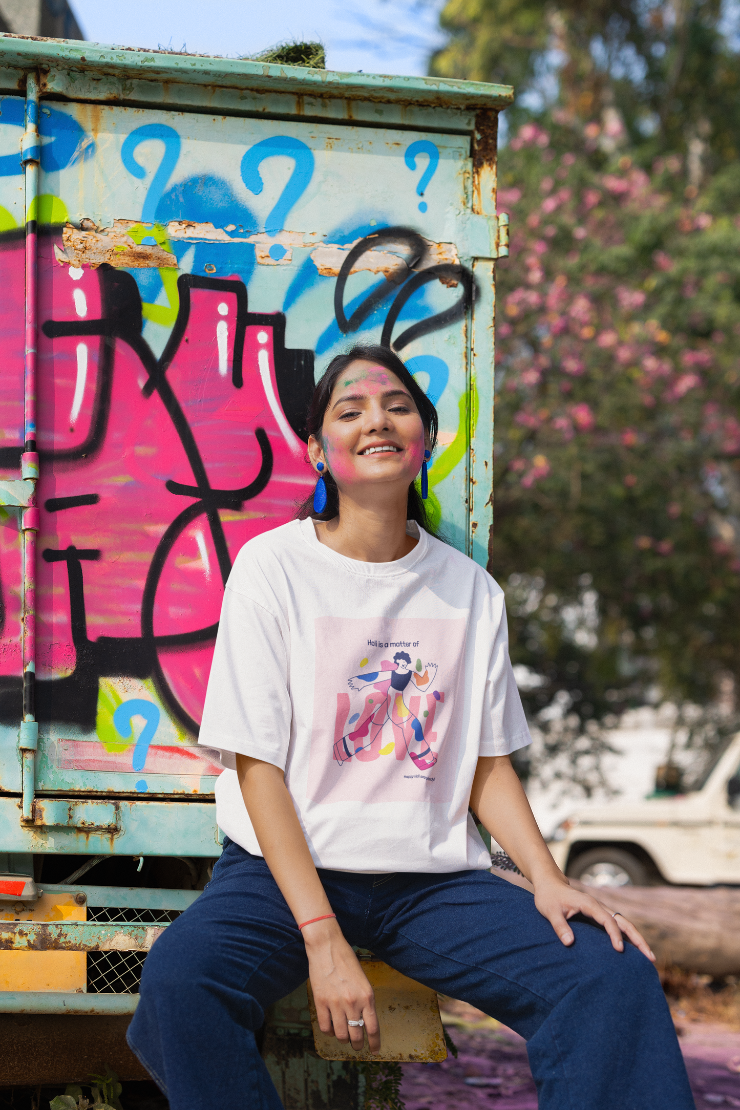 Holi Festival Oversized Graphic Printed T-shirt