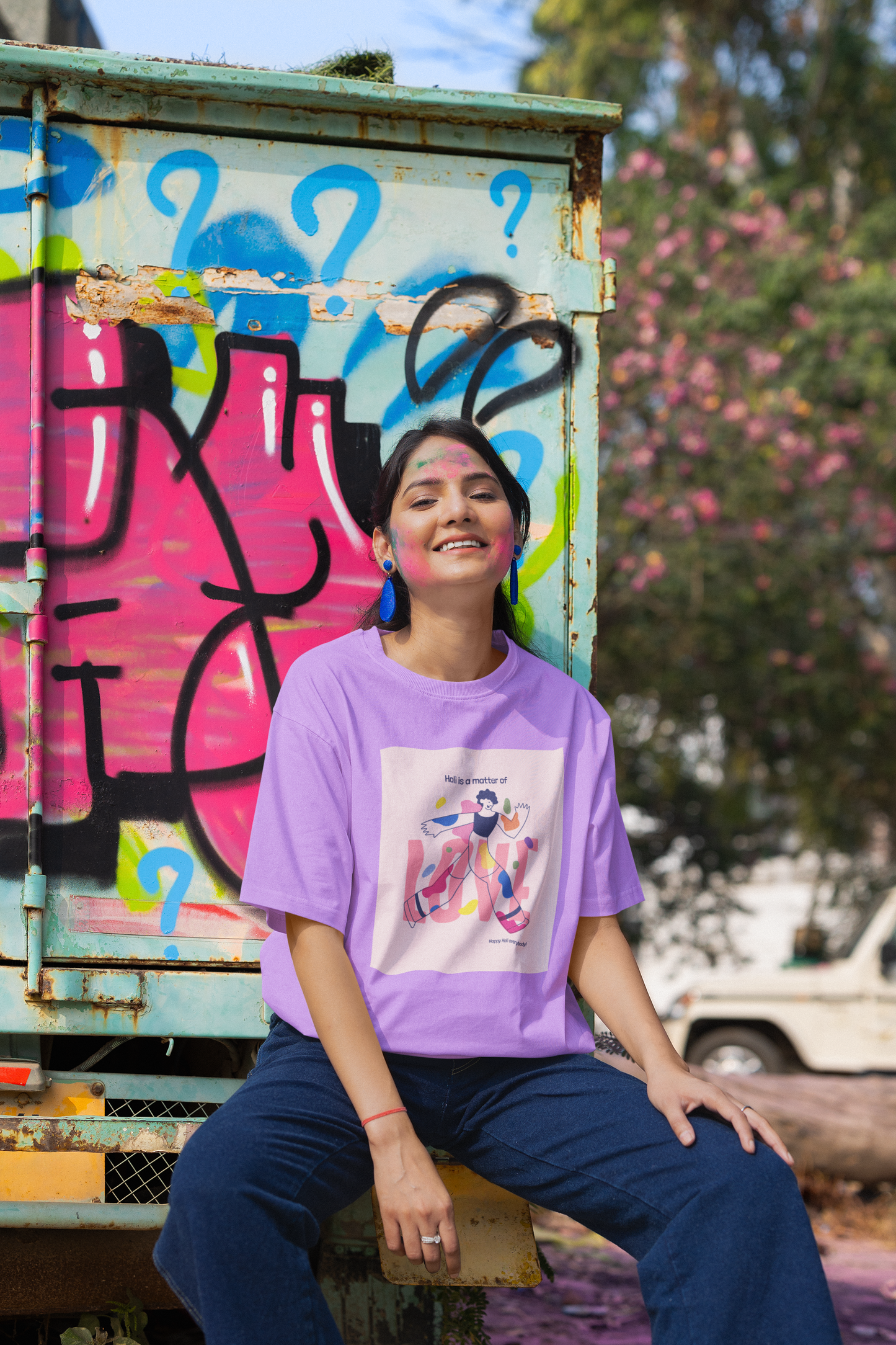 Holi Festival Oversized Graphic Printed T-shirt