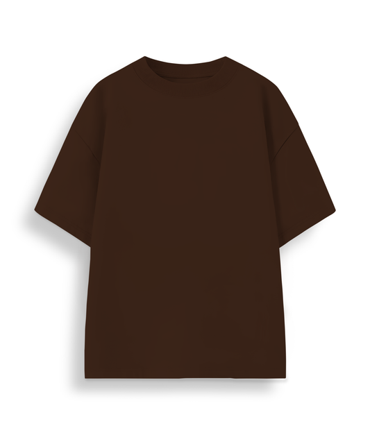 Dark Brown Solid Oversized T-shirt