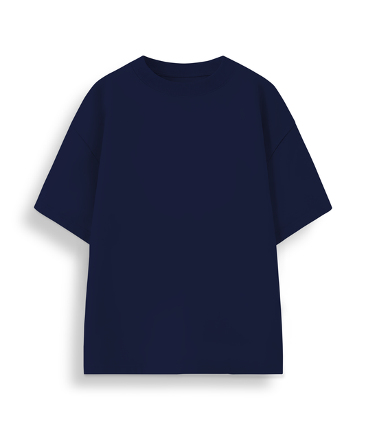 Navy Blue Classic Casuals Solid Oversized T-shirt