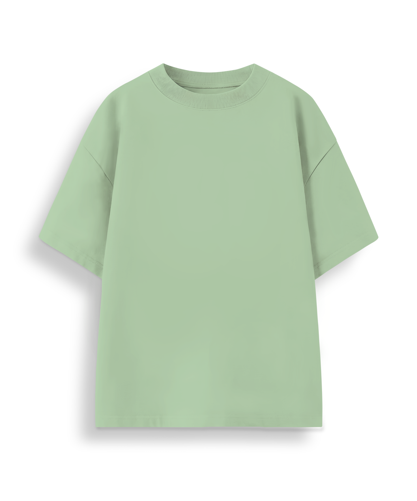 Pistachio Green Classic Casuals Plain Solid Oversized T-shirt