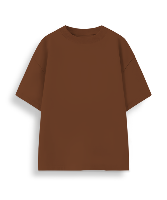 Brown Classic Casuals Plain Solid Oversized T-shirt