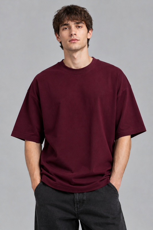 Wine Premium Casual Oversized Tee