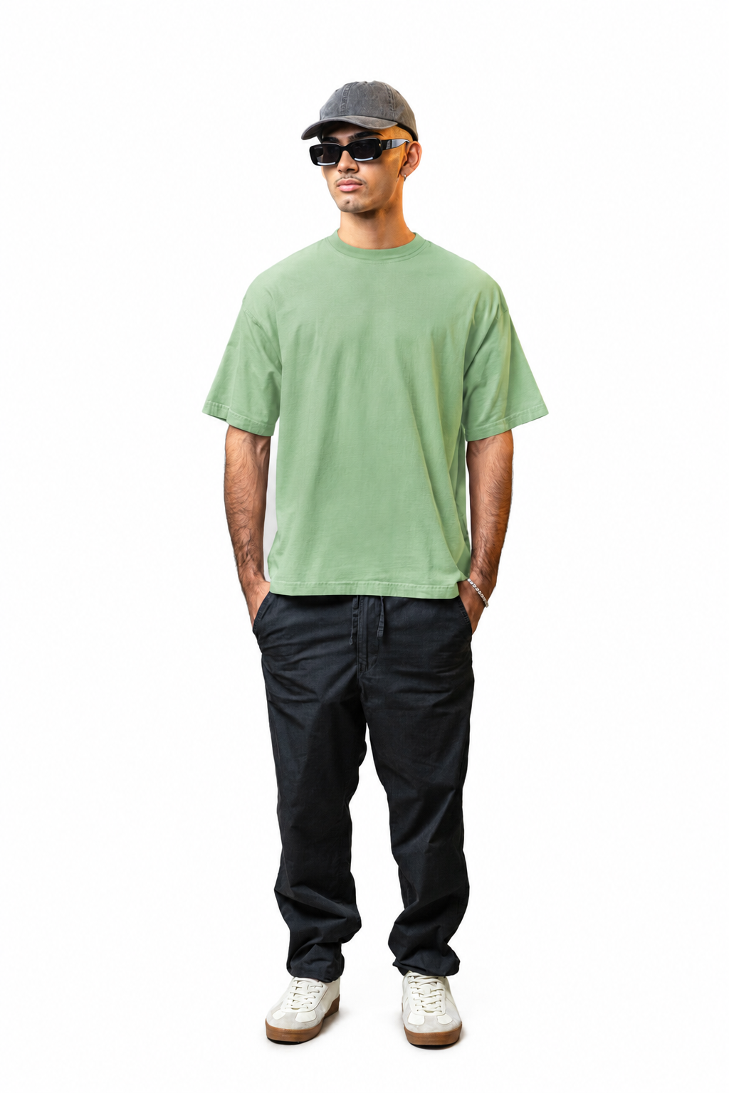 Pistachio Green Solid Oversized Tee