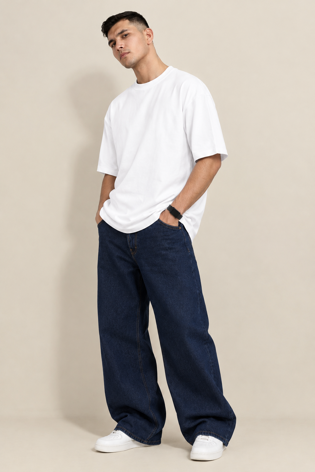 White Classic Solid Oversized Tee