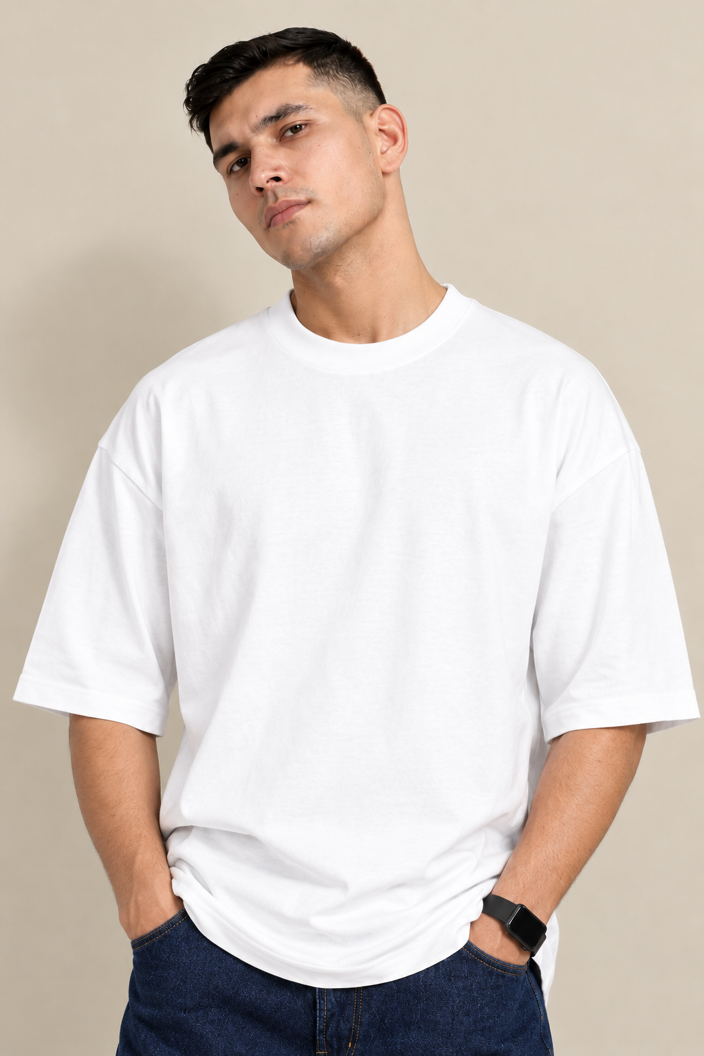 White Classic Solid Oversized Tee