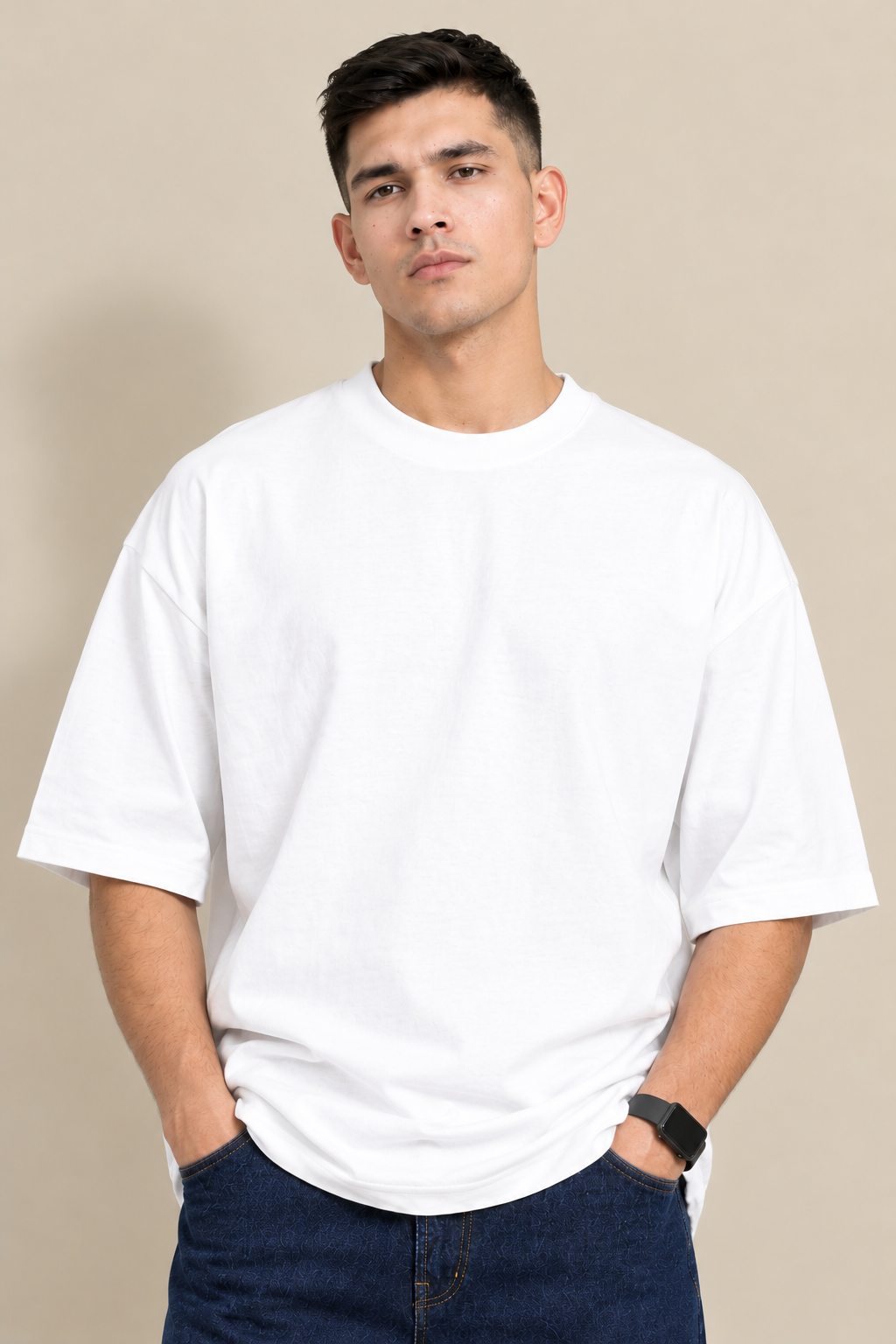 White Classic Solid Oversized Tee