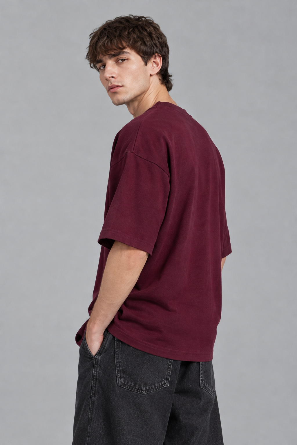 Wine Premium Casual Oversized Tee