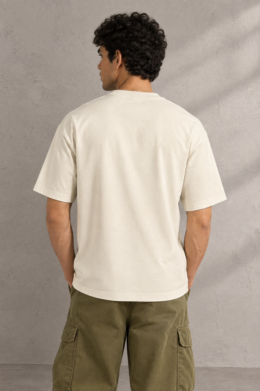 Off White Solid Oversized Tee