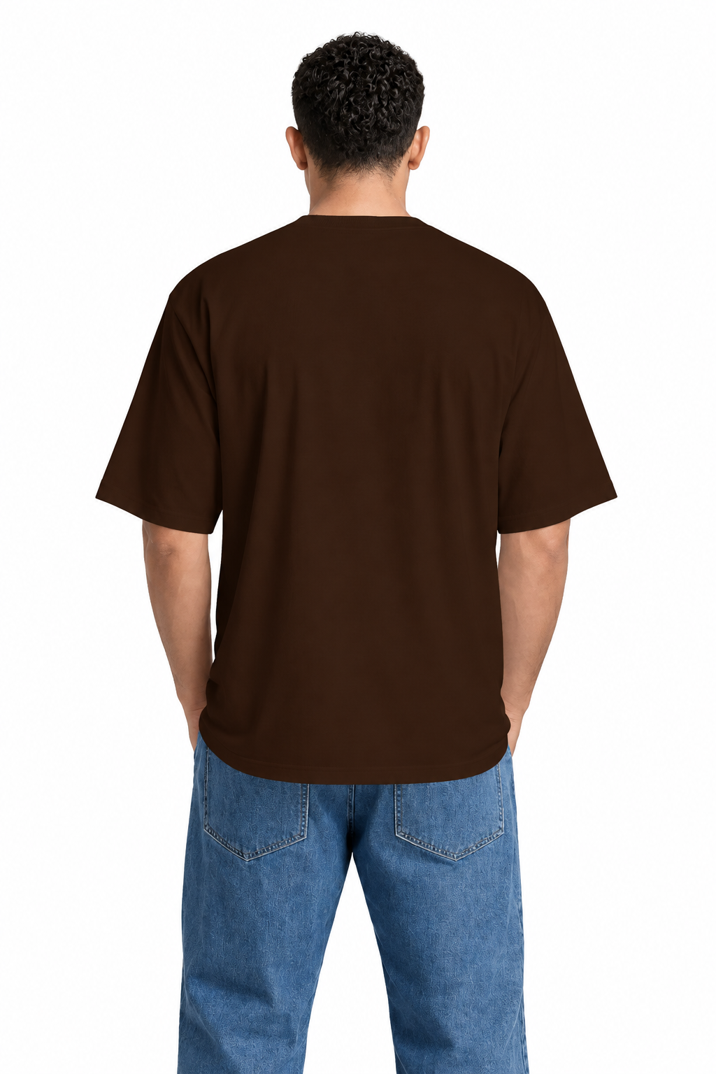 Dark Brown Solid Oversized Tee
