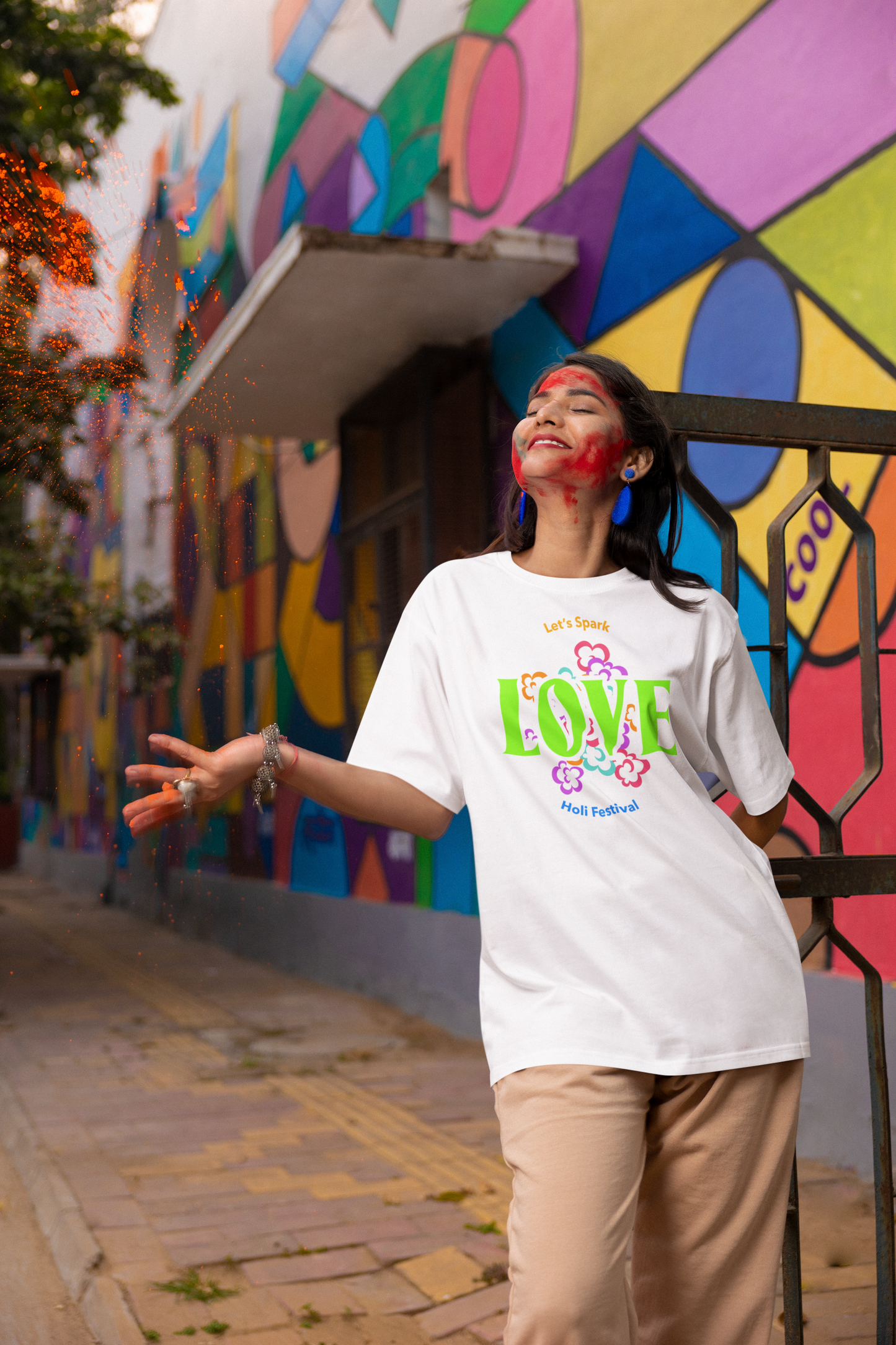 Couple Holi Festival Oversized T-shirt Combo of 2