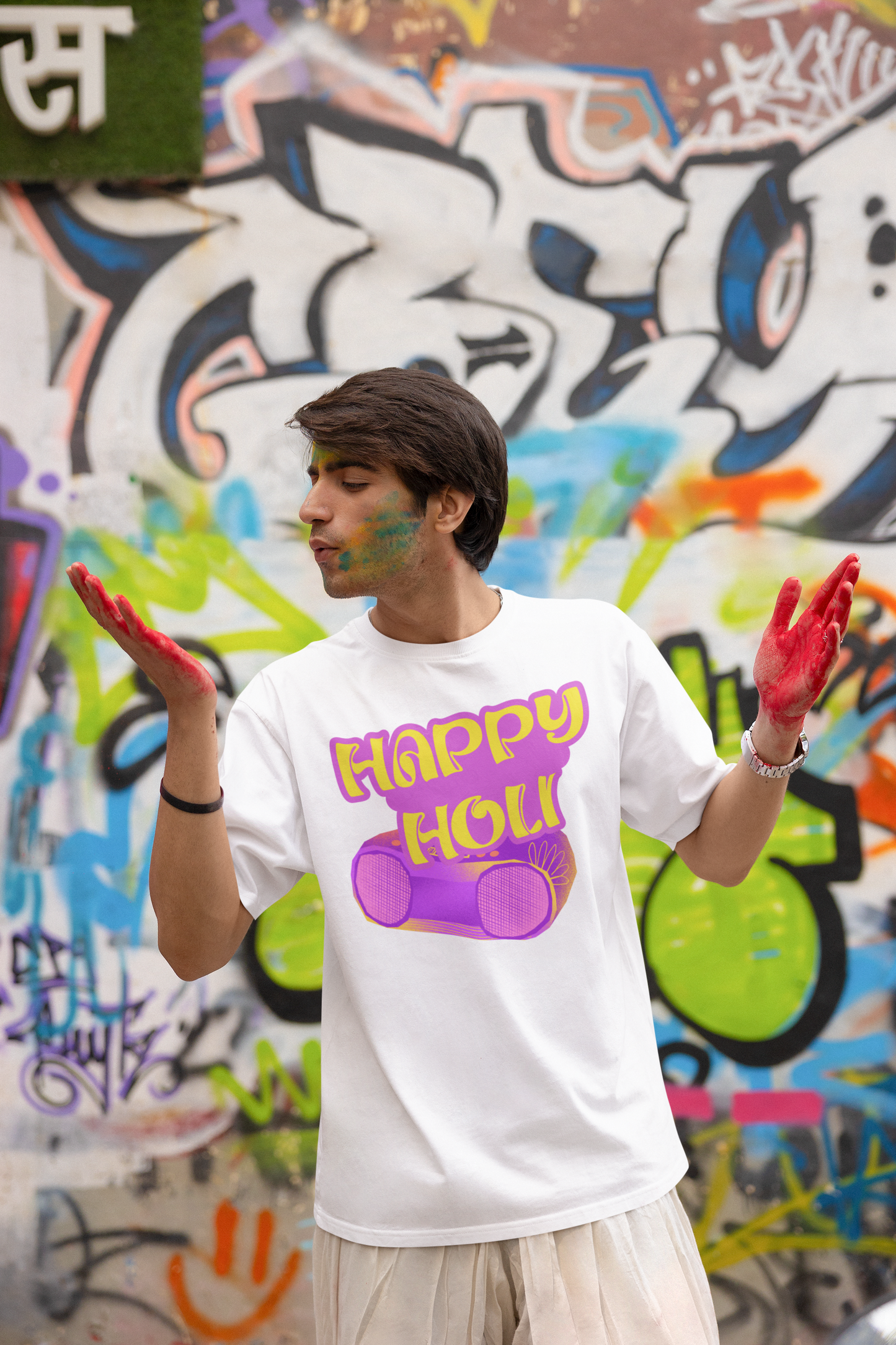 Holi Oversized Printed T-shirt Unisex