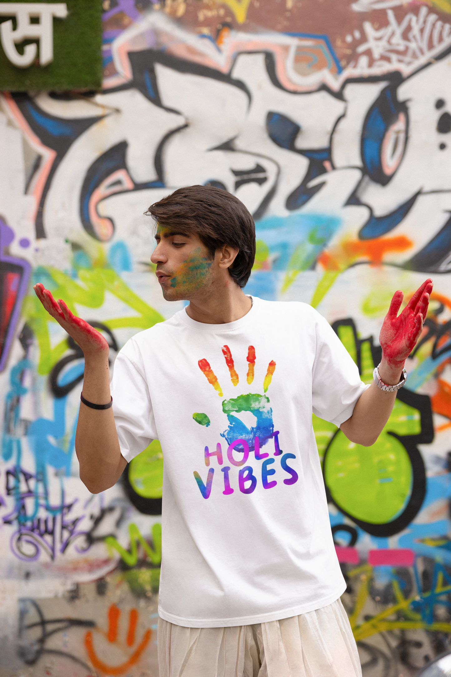 Holi Oversized Printed T-shirt Unisex