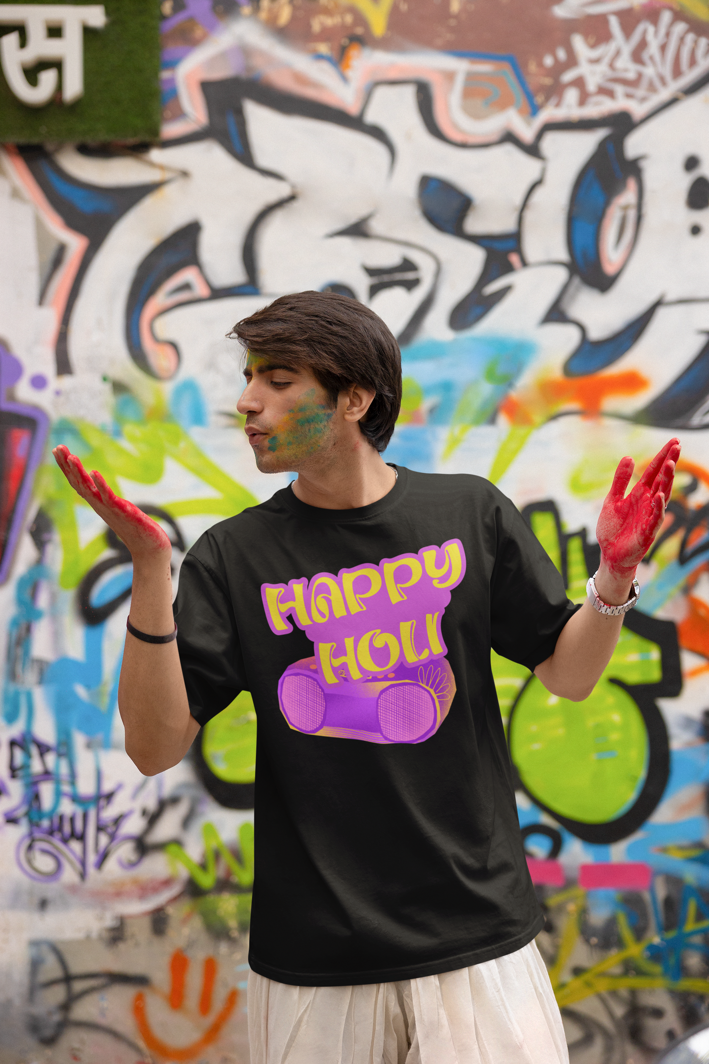 Holi Oversized Printed T-shirt Unisex