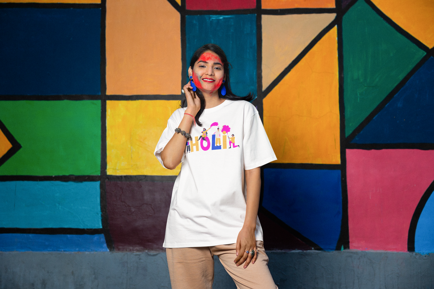 Holi Printed Oversized T-shirt Woman