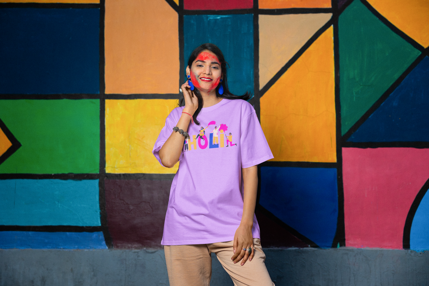 Holi Printed Oversized T-shirt Woman