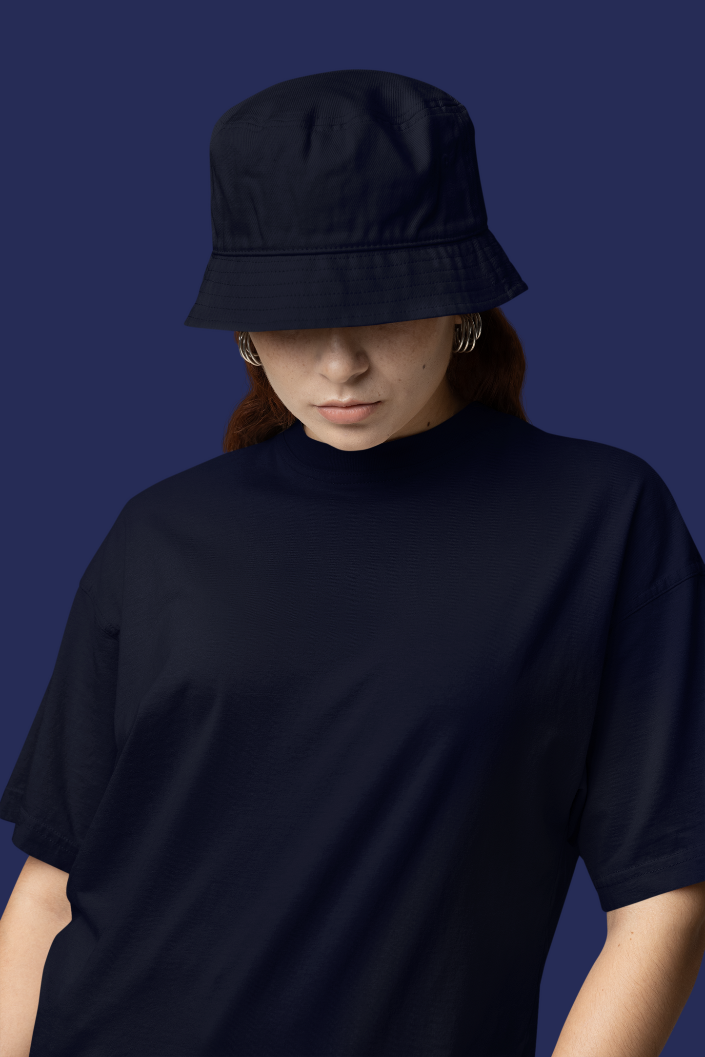 Navy Blue Classic Casuals Solid Oversized T-shirt