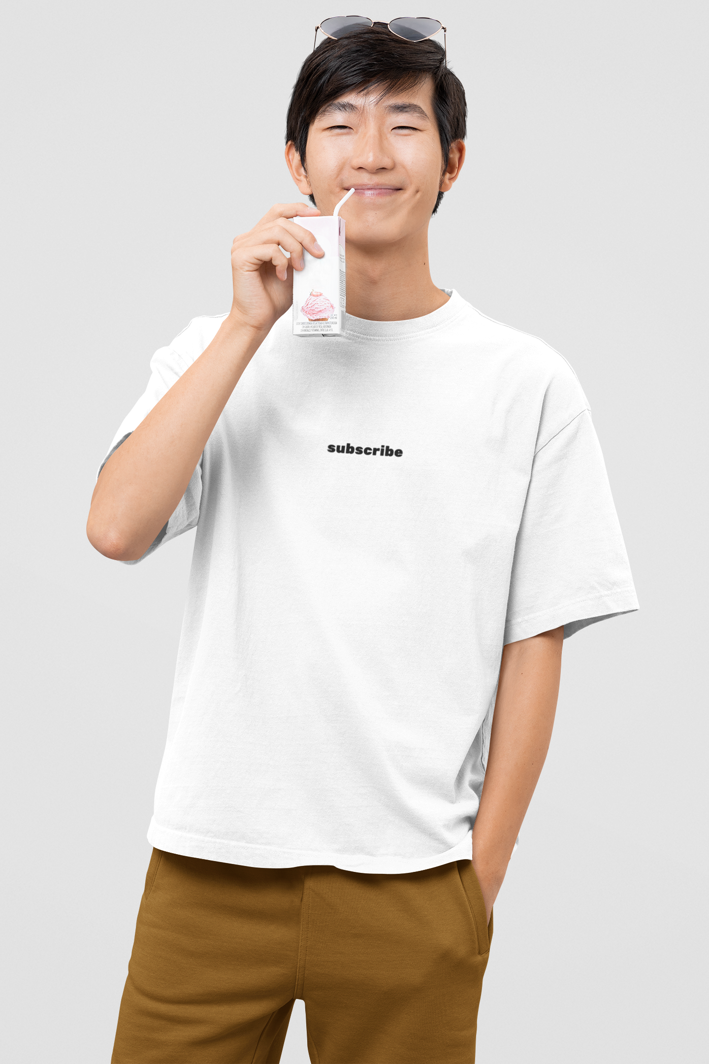 SUBSCRIBE Typography Printed Oversized T-shirt